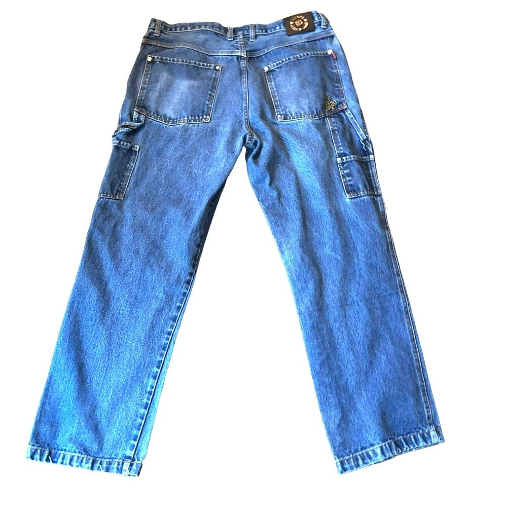 Vtg 90s Kenpo Carpenter Jeans Sz 40 x 32 Blue Denim Relaxed Fit Hammer Loop Mens